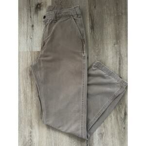 Carhartt Mens Work Pants 36x34 Relaxed Fit Brown Cotton Utility Workwear
